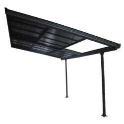 Toit de terrasse en alu et panneaux amovibles polycarbonate 12,04m²