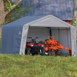 Abri de jardin 13m² en acier et polyéthylène gris Shelter Logic
