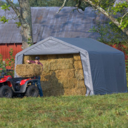 Abri de jardin 13m² en acier et polyéthylène gris Shelter Logic