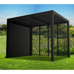 Pergola bioclimatique 7,20m² alu, 4 panneaux moucharabieh HABRITA