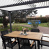 Pergola bioclimatique 10,80m² alu gris + toit avec lames écru HABRITA