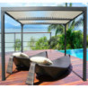Pergola bioclimatique 10,80m² alu gris + toit avec lames écru HABRITA