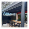 Pergola bioclimatique 10,80m² alu gris + 2 rideaux latéraux HABRITA