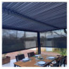Pergola bioclimatique 10,80m² alu gris + 2 rideaux latéraux HABRITA