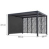Pergola en alu gris 10,80m² + 5 panneaux déco + rideau latéral Habrita