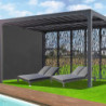 Pergola en alu gris 10,80m² + 5 panneaux déco + rideau latéral Habrita