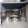 Pergola en alu gris 10,80m² + 5 panneaux déco + rideau latéral Habrita