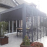 Pergola en alu gris 10,80m² + 5 panneaux déco + rideau latéral Habrita