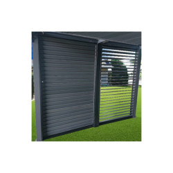 Pergola en alu gris 10,80m² + 2 panneaux de ventelles latérales Habrita