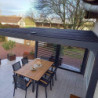 Pergola en alu gris 10,80m² + 2 panneaux de ventelles latérales Habrita