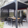Pergola en alu gris 10,80m² + 2 panneaux de ventelles latérales Habrita