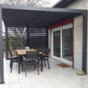 Pergola en alu gris 10,80m² + 2 panneaux de ventelles latérales Habrita