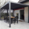 Pergola en alu gris 10,80m² + 2 panneaux de ventelles latérales Habrita