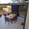 Pergola en alu gris 10,80m² + 2 panneaux de ventelles latérales Habrita