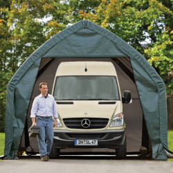 Garage 23,8m² en acier et polyéthylène vert Shelter Logic camping car