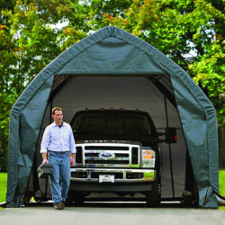 Garage 23,8m² en acier et polyéthylène vert Shelter Logic camping car