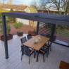 Pergola en alu gris 10,80m² + 3 panneaux de ventelles latérales Habrita