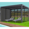 Pergola en alu gris 10,80m², ventelles latérales, moucharabieh Habrita