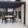 Pergola en alu gris 10,80m², ventelles latérales, moucharabieh Habrita