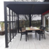 Pergola en alu gris 10,80m², ventelles latérales, moucharabieh Habrita