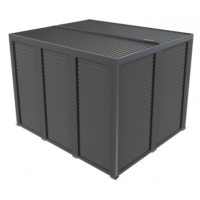 Pergola en alu gris 10,80m² + ventelles latérales des 2 côtés Habrita