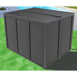 Pergola en alu gris 10,80m² + ventelles latérales des 2 côtés Habrita