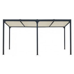 Pergola bioclimatique 21,52m² alu gris + toit avec lames écru HABRITA