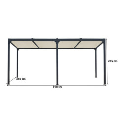 Pergola bioclimatique 21,52m² alu gris + toit avec lames écru HABRITA