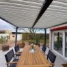 Pergola bioclimatique 21,52m² alu gris + toit avec lames écru HABRITA