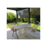 Pergola bioclimatique 21,52m² alu gris, rideau latéral sur 5,98m HABRITA