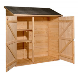 Abri pratique en bois massif brut 1m² avec 2 étagères - Habrita