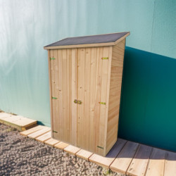 Abri pratique en bois massif brut 0,7m² avec 3 étagères - Habrita