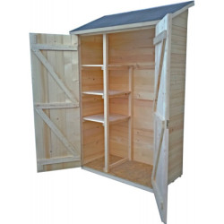 Abri pratique en bois massif brut 0,7m² avec 3 étagères - Habrita