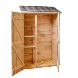 Abri pratique en bois massif brut 0,7m² avec 3 étagères - Habrita