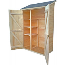 Abri pratique en bois massif brut 0,7m² avec 3 étagères - Habrita