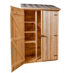 Abri pratique en bois massif brut 0,7m² avec 3 étagères - Habrita