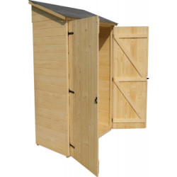 Abri pratique en bois massif brut 0,7m² avec 3 étagères - Habrita