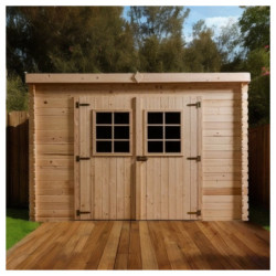 Abri 6,05m² en madriers massif 20mm avec plaques ondulées - HABRITA