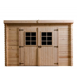 Abri 6,05m² en madriers massif 20mm avec plaques ondulées - HABRITA