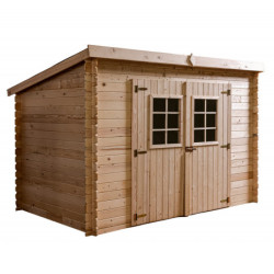 Abri 6,05m² en madriers massif 20mm avec plaques ondulées - HABRITA