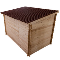 Abri 6,05m² en madriers massif 20mm avec plaques ondulées - HABRITA