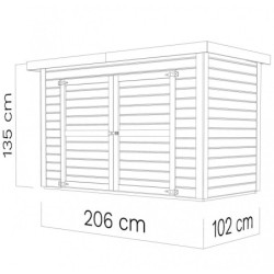 Abri à vélos en bois massif naturel 2,10m² Cykel – Baltic + plancher