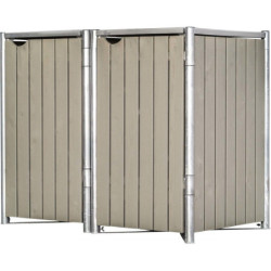 Cache-poubelle de jardin Müllbox HIDE en bois traité gris 2x140L