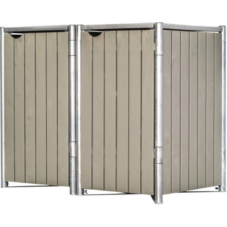 Cache-poubelle de jardin Müllbox HIDE en bois traité gris 2x140L