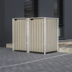 Cache-poubelle de jardin Müllbox HIDE en bois traité gris 2x140L