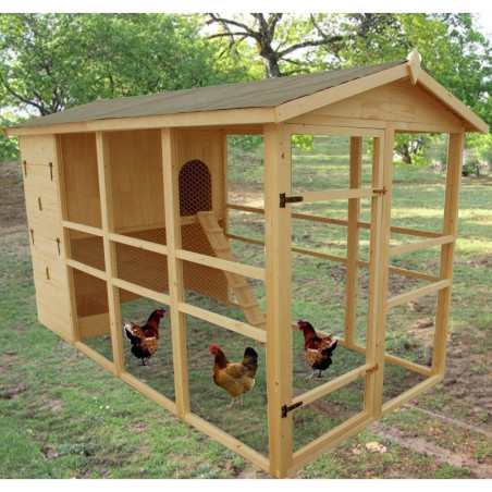 Poulailler en bois 16mm FSC pour 8 à 12 poules Habrita