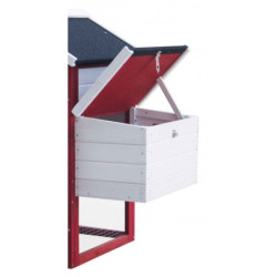 Poulailler rouge et blanc en bois 10mm FSC pour 2 à 3 poules, 0,94m²