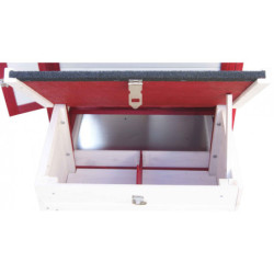 Poulailler rouge et blanc en bois 10mm FSC pour 2 à 3 poules, 0,94m²