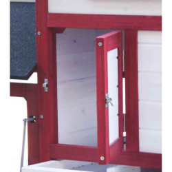 Poulailler rouge et blanc en bois 10mm FSC pour 2 à 3 poules, 0,94m²