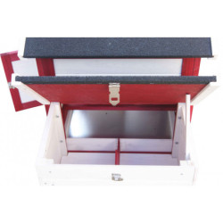Poulailler rouge et blanc en bois 10mm FSC pour 2 à 3 poules, 0,94m²